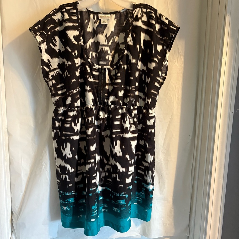 Motherhood Maternity Summer Short Dress Size Large Quarter Zip Lightweight Teal